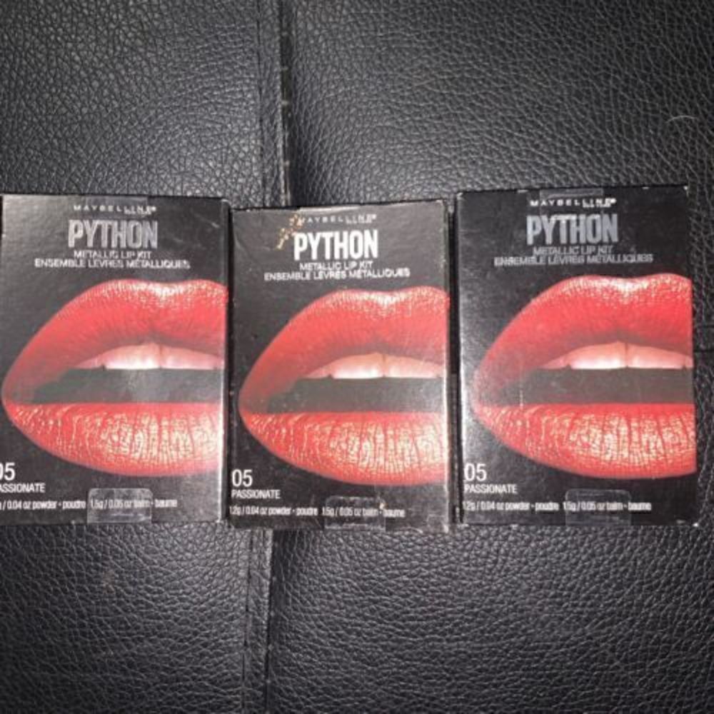Maybelline Lip Studio Python Metallic Lip Kit, #05 Passionate, Lot Of 3